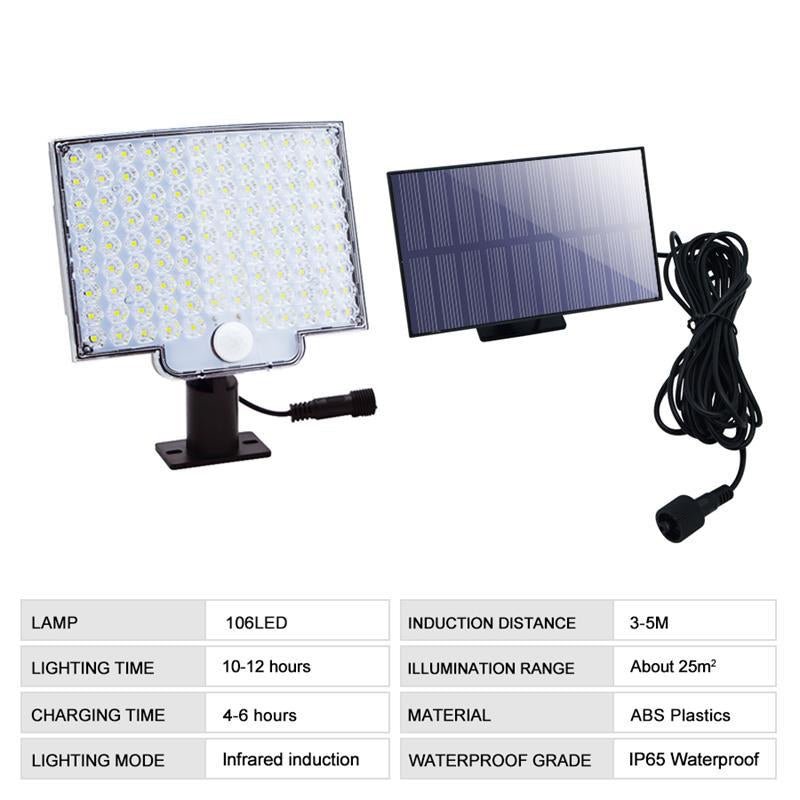 106 LED Solar Outdoor Light With Motion Sensor - TRENDVYO