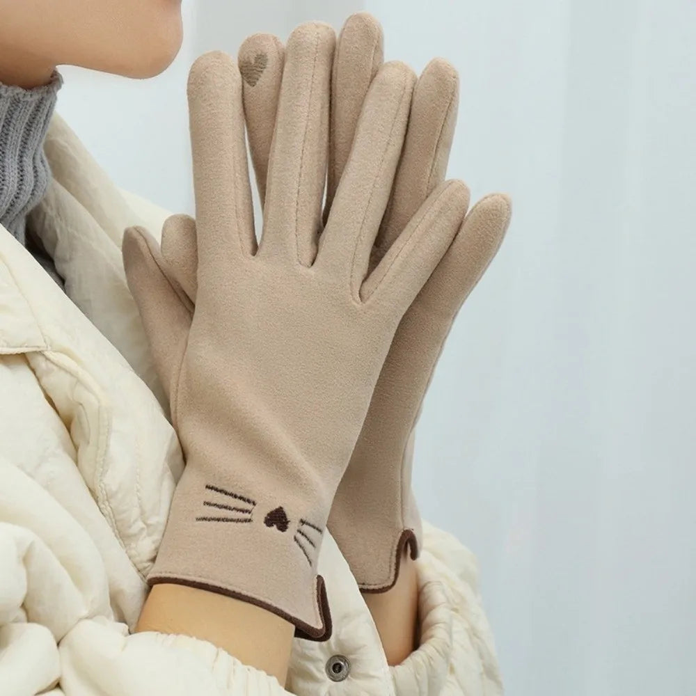 Damen-Winterhandschuhe mit Touchscreen-Funktion Katze