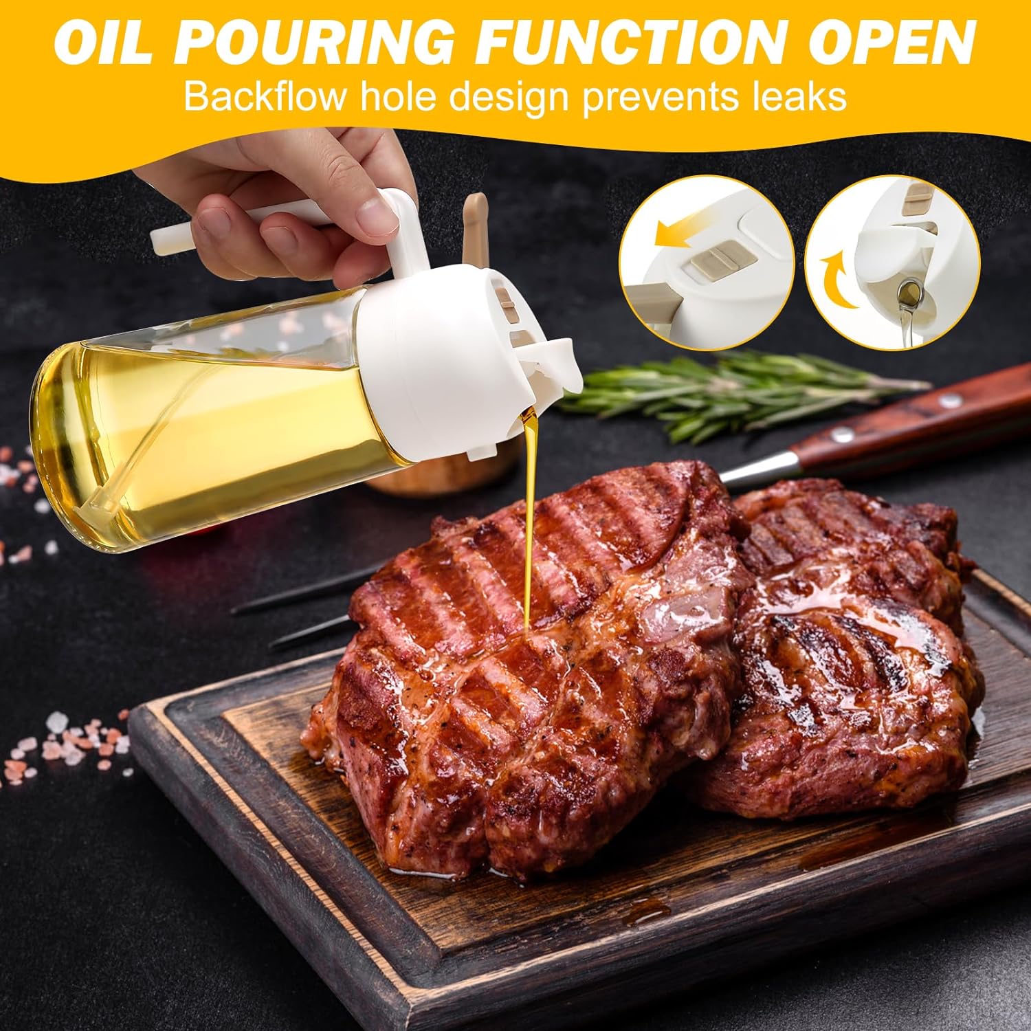 2 Pack Oil Dispenser And Sprayer Bottle - TRENDVYO
