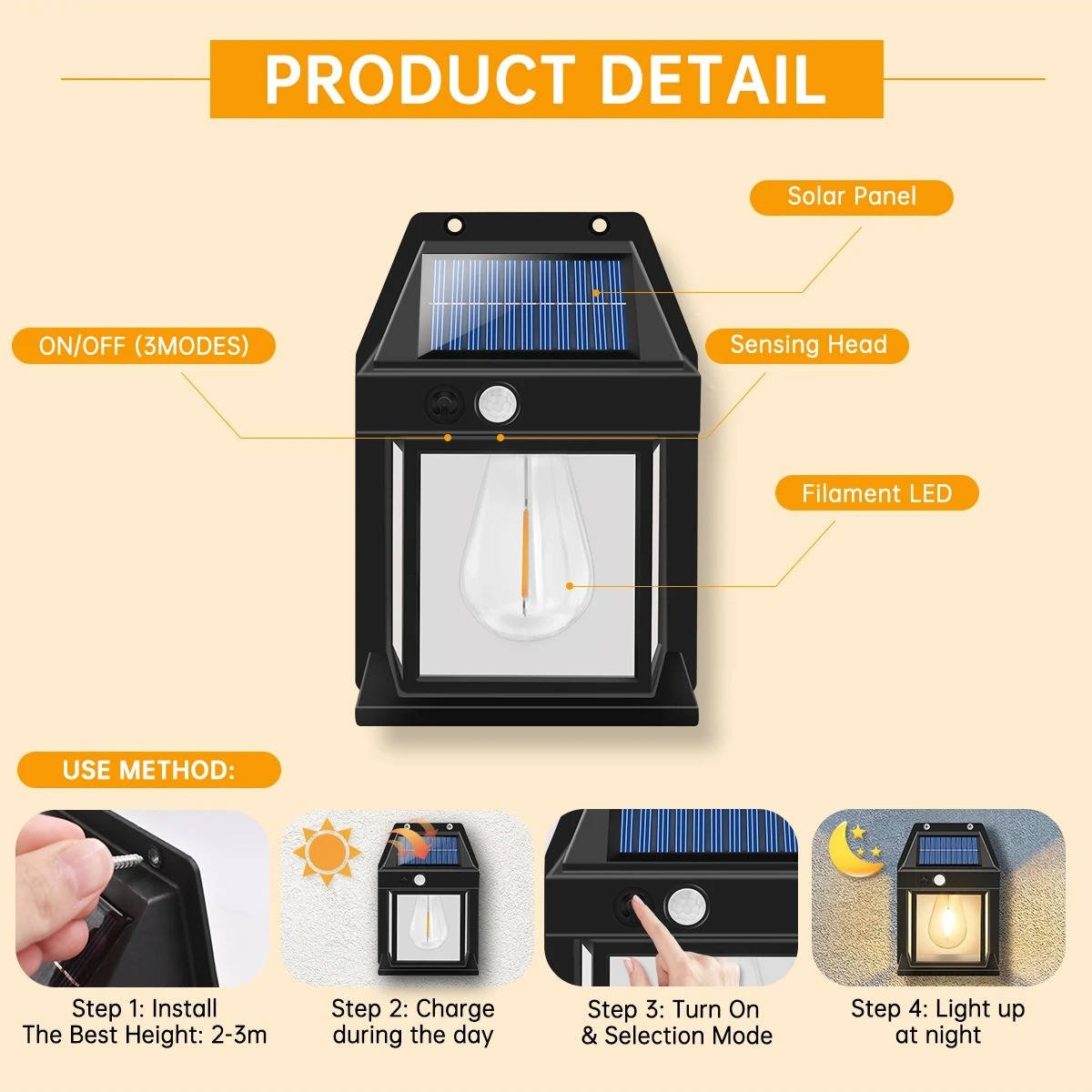 2 Set Solar Wall Lamp Outdoor - TRENDVYO