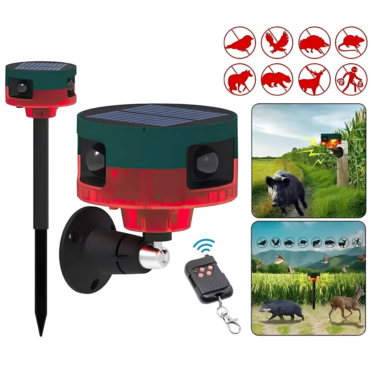 360 Degree Solar Repeller For Pigeon Bird Wild Boar Rabbit Deer - TRENDVYO
