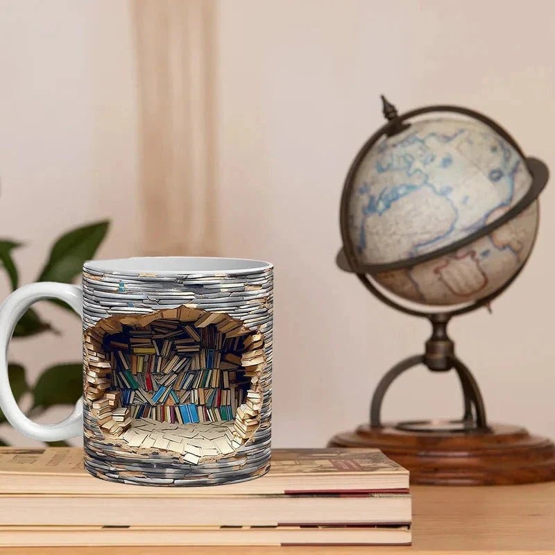 3D Library Bookshelf Mug, Coffee Mugs Gift for Book Lovers - TRENDVYO