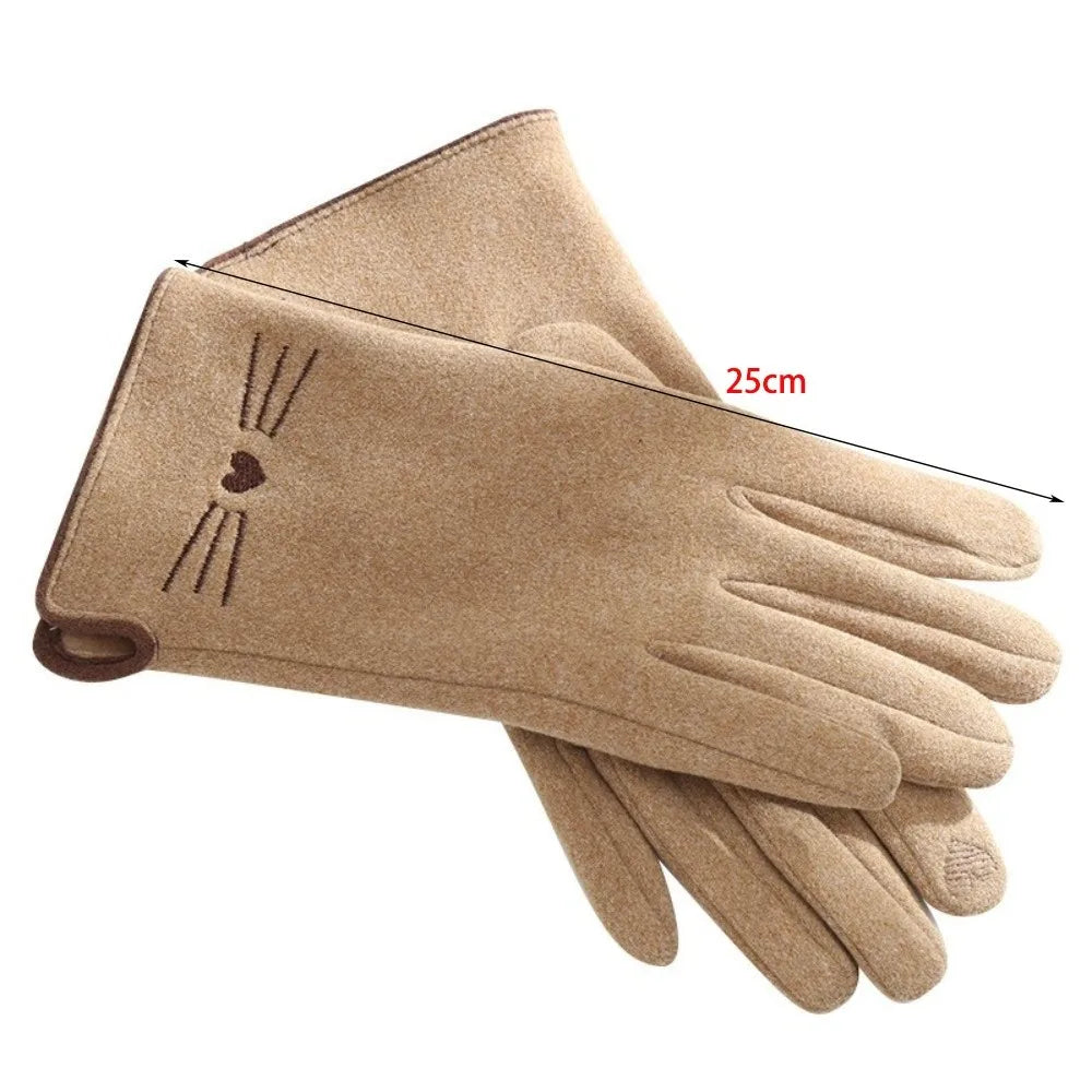 Damen-Winterhandschuhe mit Touchscreen-Funktion Katze
