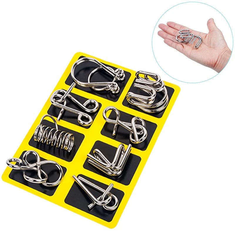 8 Piece Metal Puzzle Ring Set Brain Teaser Toys - TRENDVYO