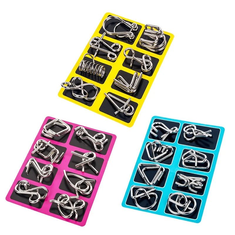 8 Piece Metal Puzzle Ring Set Brain Teaser Toys - TRENDVYO