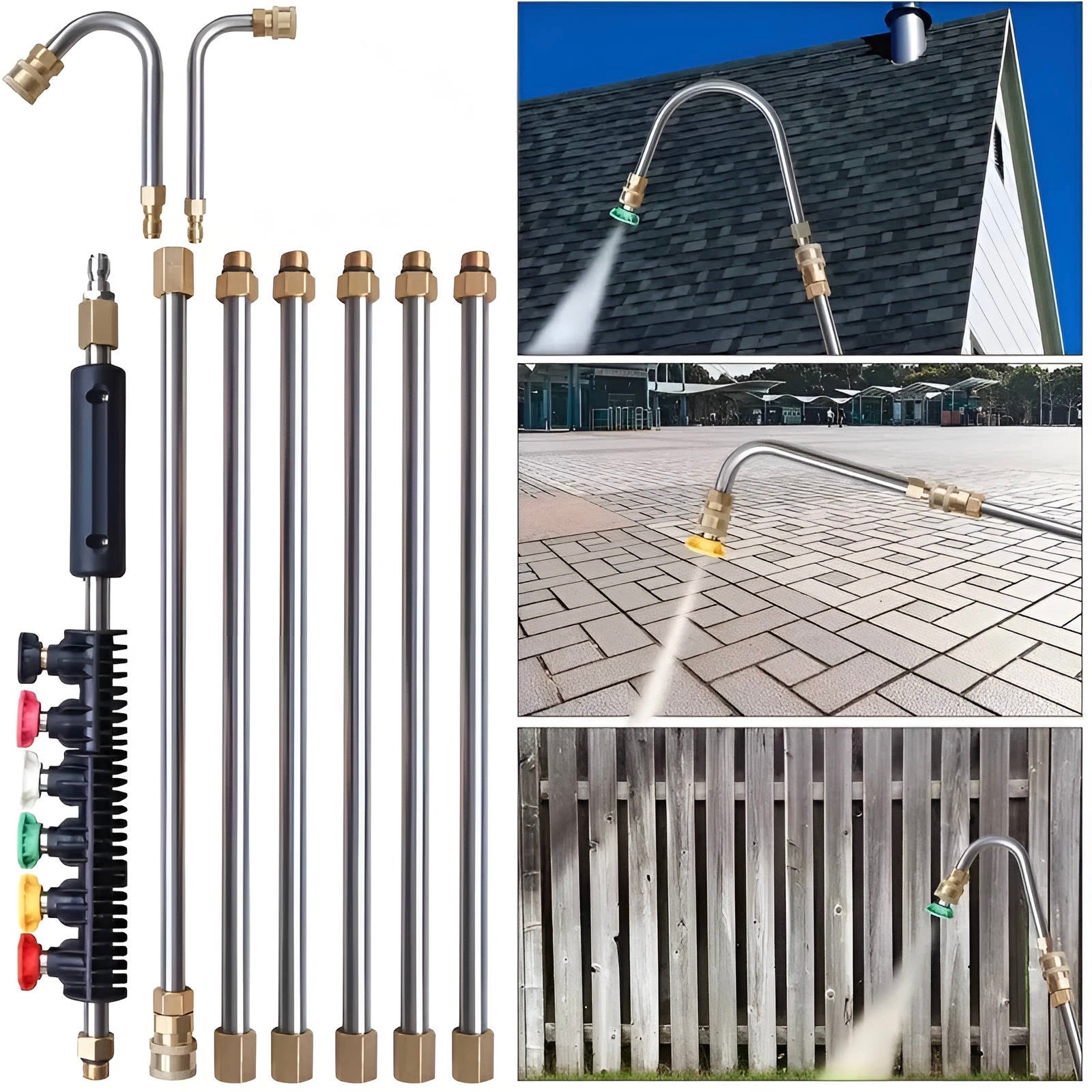 4000 PSI Telescoping High-Pressure Power Washer Extension Wands for Gutter & Roof Drainage & Wall Cleaning