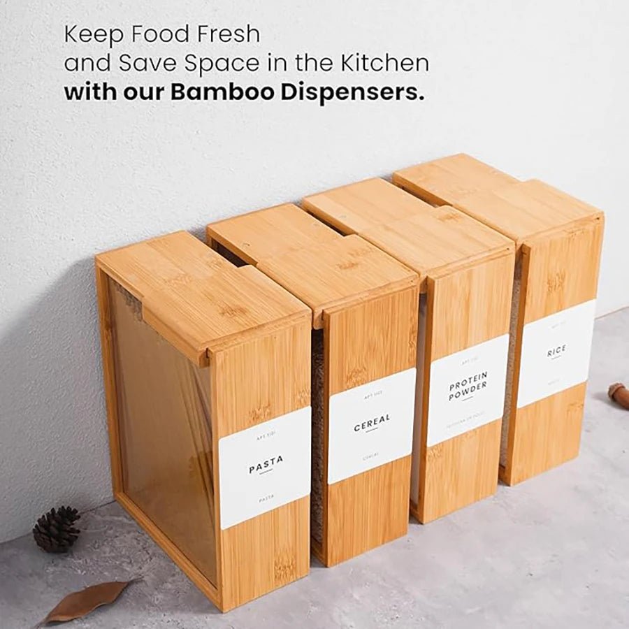 Bamboo Cereal Dispenser and Food Storage Container - TRENDVYO