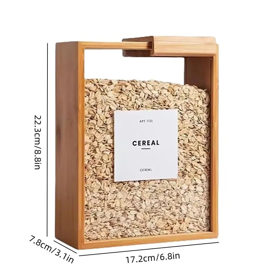 Bamboo Cereal Dispenser and Food Storage Container - TRENDVYO