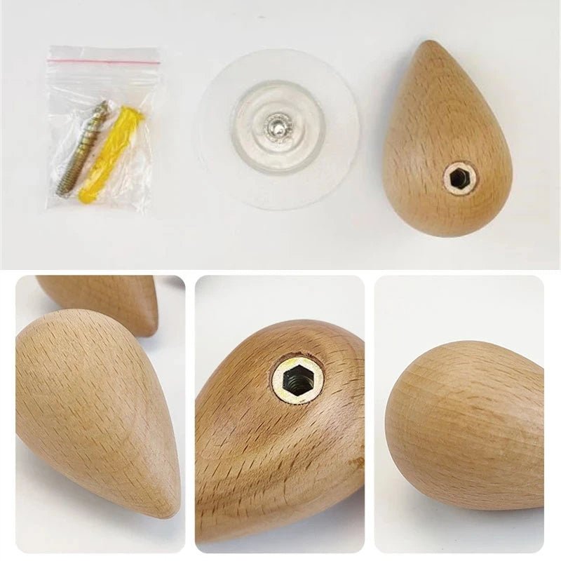 Beech Wood Water Drop Wall Coat Holder - TRENDVYO