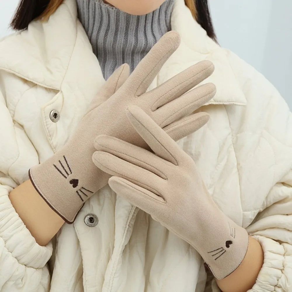 Damen-Winterhandschuhe mit Touchscreen-Funktion Katze