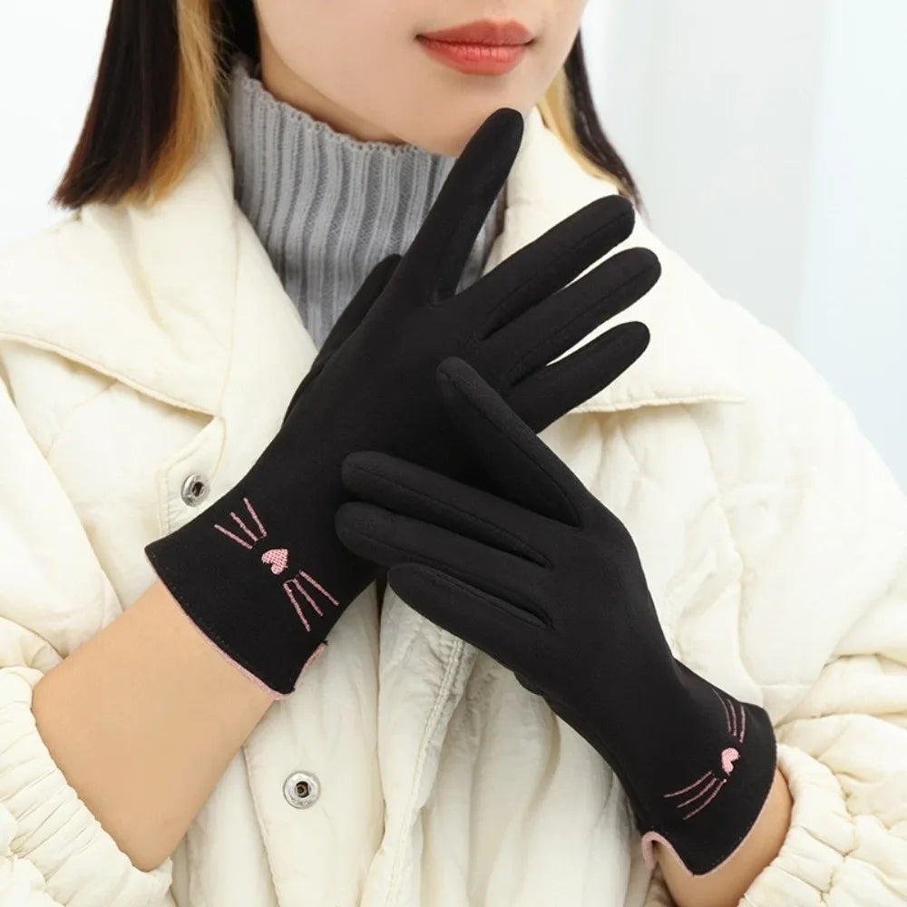 Damen-Winterhandschuhe mit Touchscreen-Funktion Katze