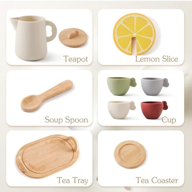 Children’s Pretend Afternoon Tea Set With Tray - TRENDVYO