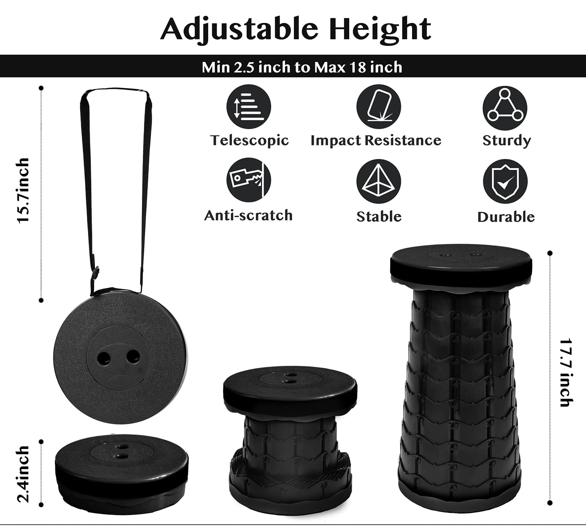 Collapsible Folding Telescopic Stool - TRENDVYO