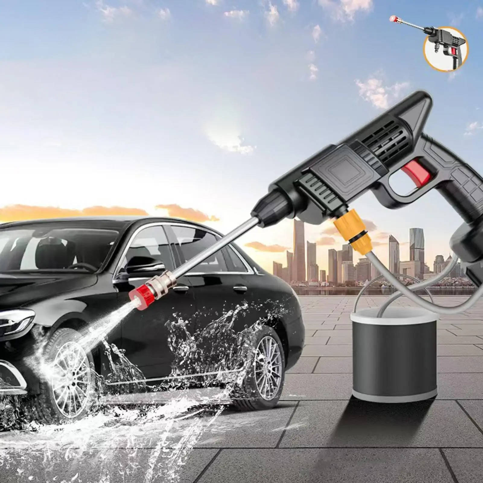 Cordless Portable High Pressure Spray Water Gun Set | Ideal for Cleaning Cars, Patios & Garden Furniture - TRENDVYO