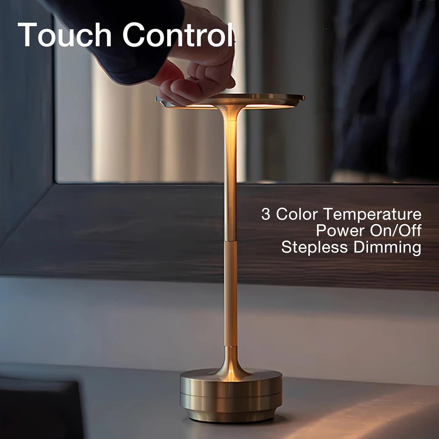 Cordless Table Lamp with Touch Control & Modern Nordic Design - TRENDVYO