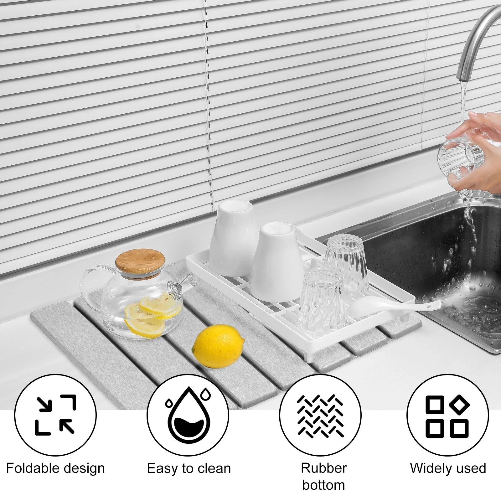 Foldable Diatomite Stone Dish Drying Mat - TRENDVYO