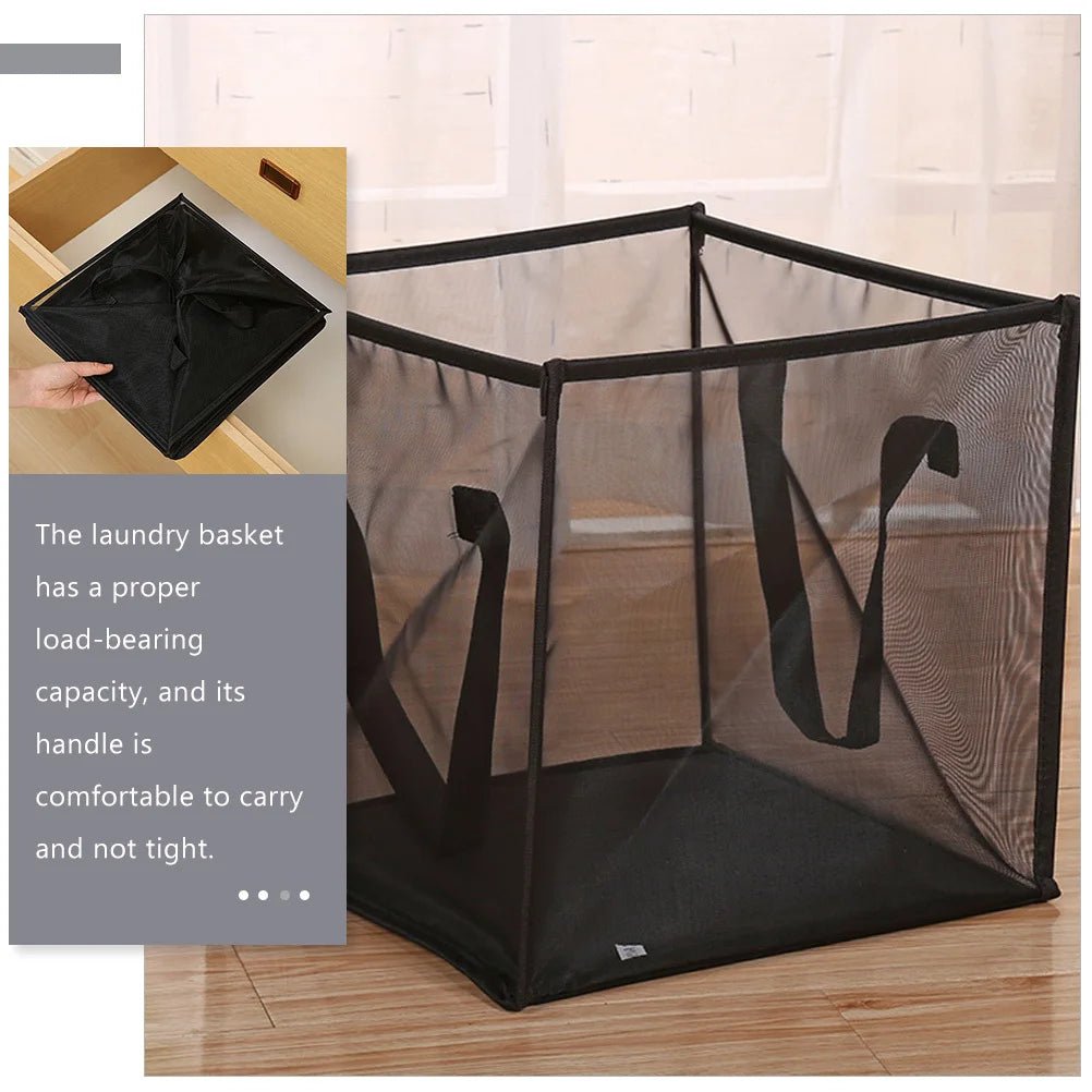 Foldable Mesh Laundry Hamper with Handles - TRENDVYO