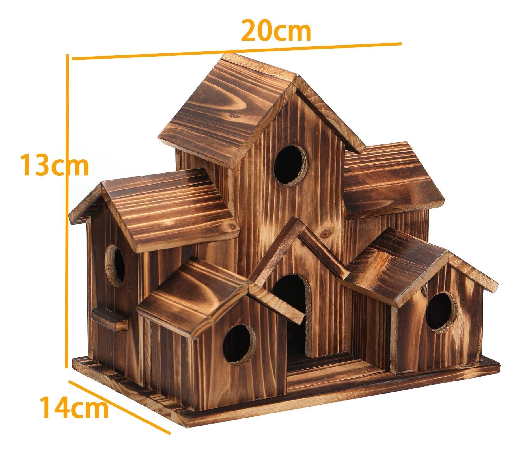Handcrafted Wooden Birdhouse With 6 Holes - TRENDVYO