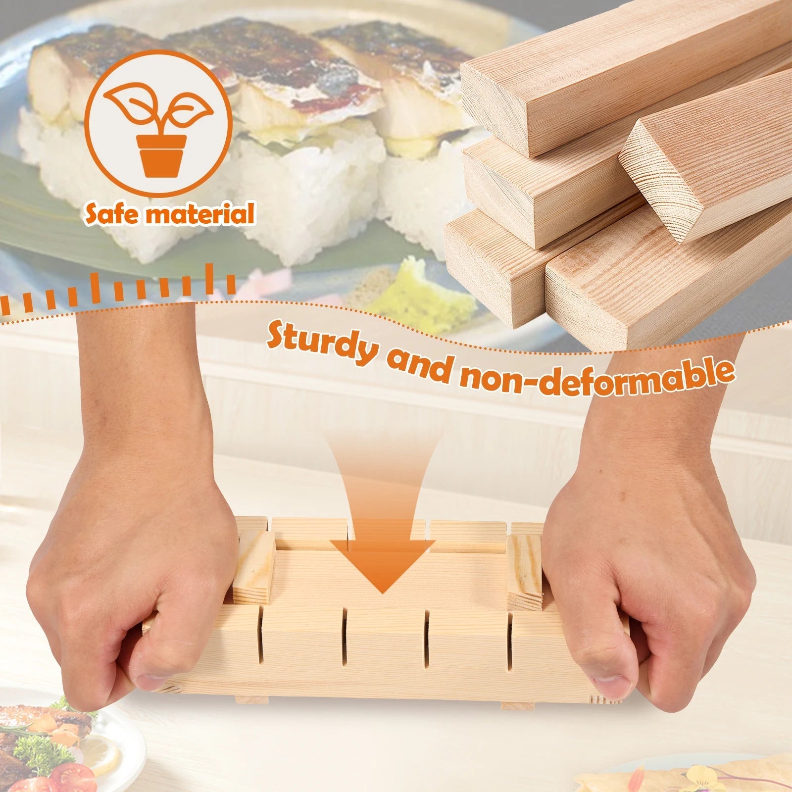 Handcrafted Wooden Sushi Maker Press Mold - TRENDVYO