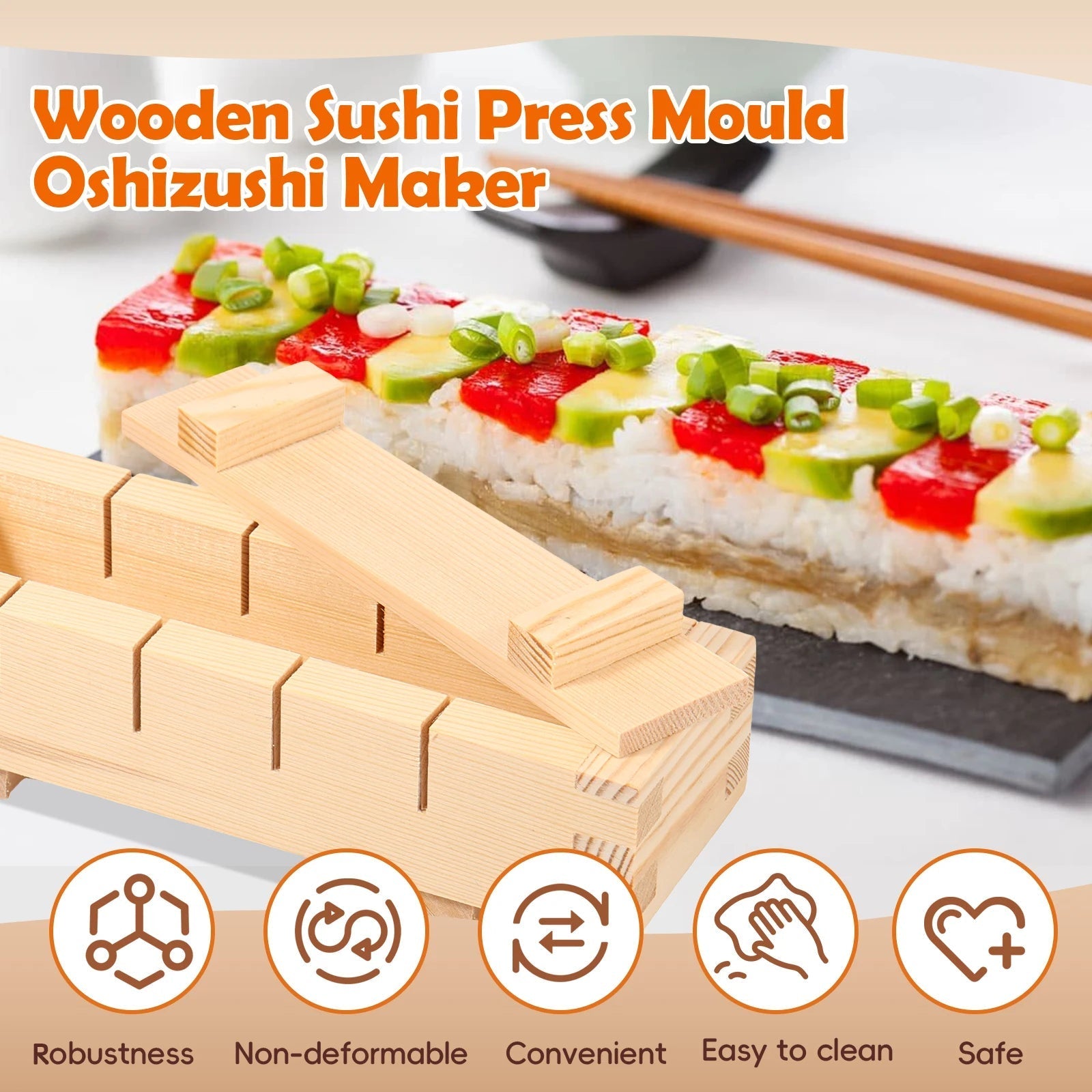 Handcrafted Wooden Sushi Maker Press Mold - TRENDVYO