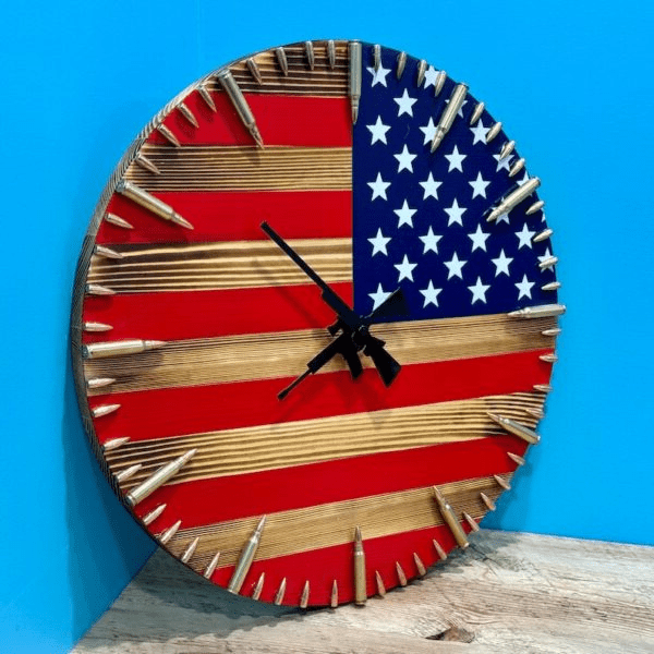Handmade American Flag Clock | Handmade Patriotic Flag Bullet Clock - TRENDVYO
