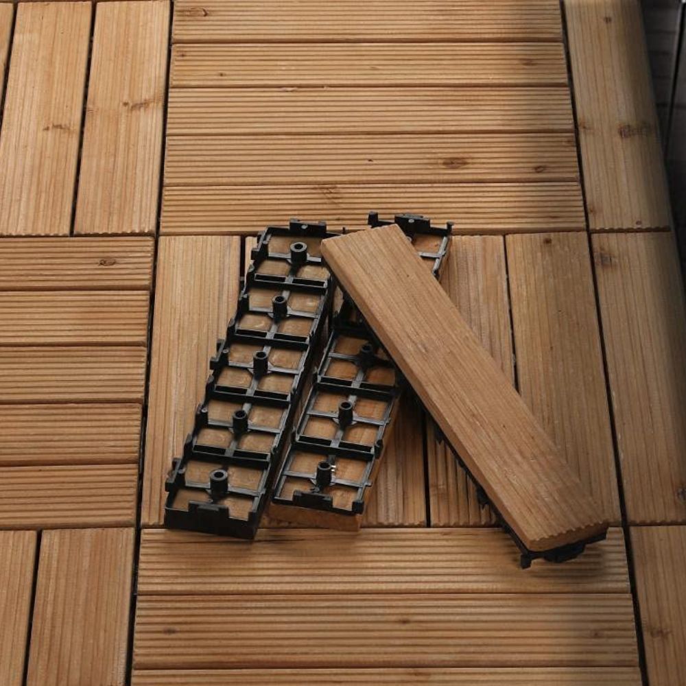 Interlocking Outdoor Patio Wood Flooring Deck Tiles 27Pcs - TRENDVYO