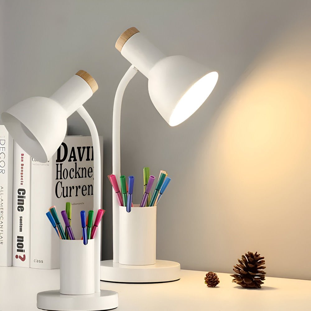 Modern Nordic LED table lamp with stylish pen holder - TRENDVYO