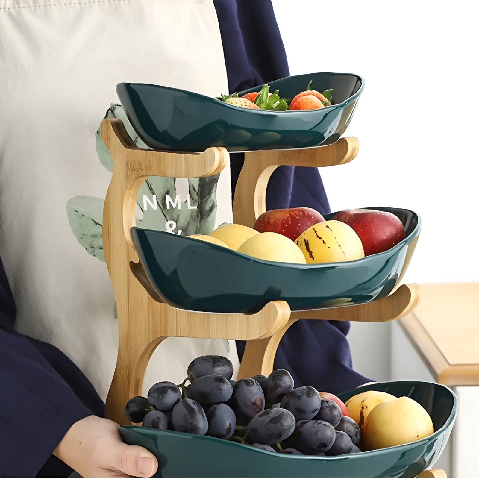 Multi-tiered wooden fruit bowl - TRENDVYO
