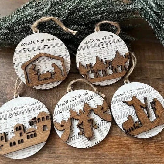 Nativity-Themed Music Sheet Ornament Collection - TRENDVYO