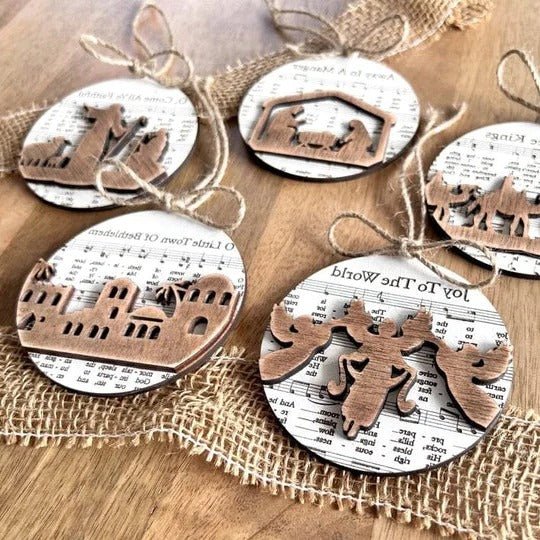 Nativity-Themed Music Sheet Ornament Collection - TRENDVYO
