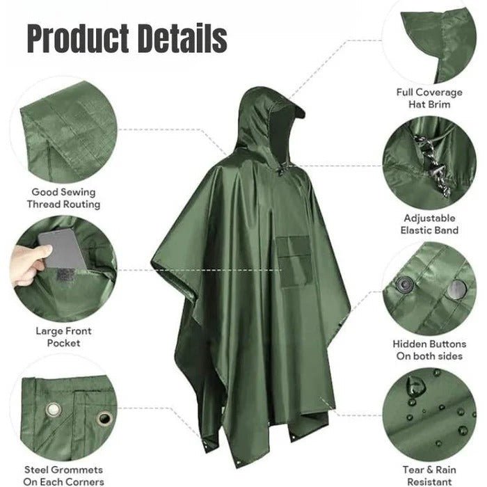 Rain Poncho for Outdoor Coverage - TRENDVYO