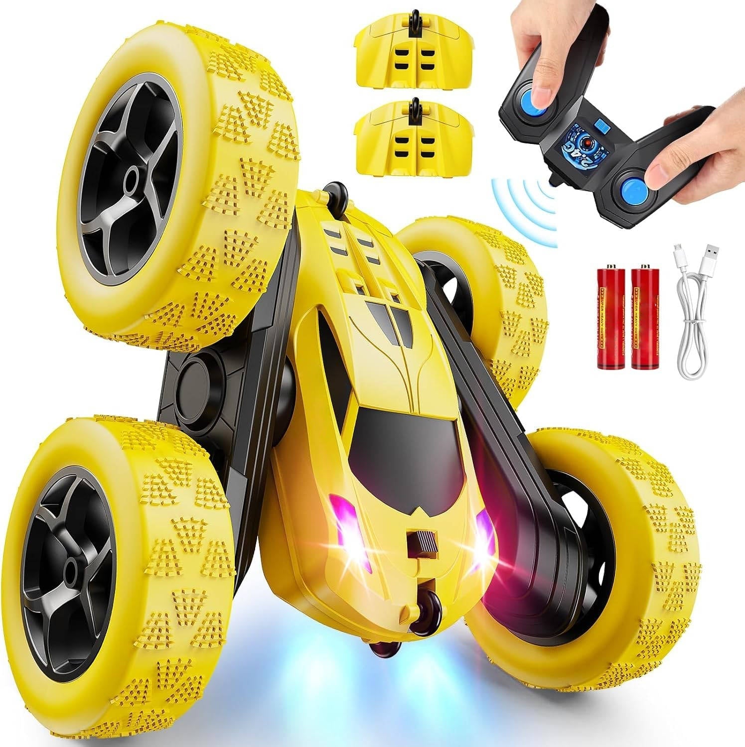 RC Cars Toys for Kids Ages 6 to 12 with LED Lights & 360° Flips - TRENDVYO