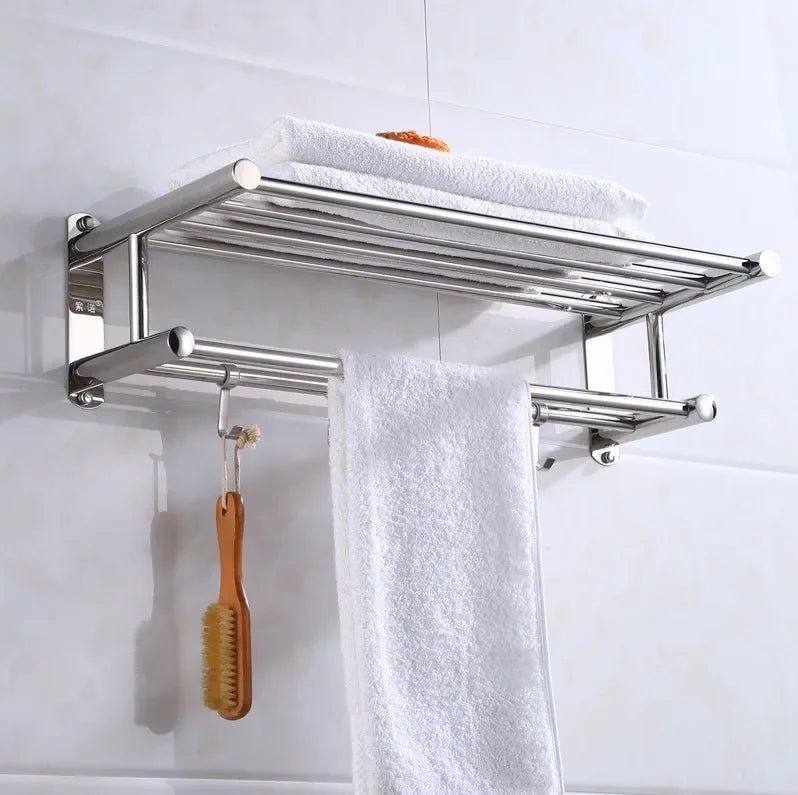 Space-saving wall rack with modern minimalist design for bathroom and kitchen - TRENDVYO