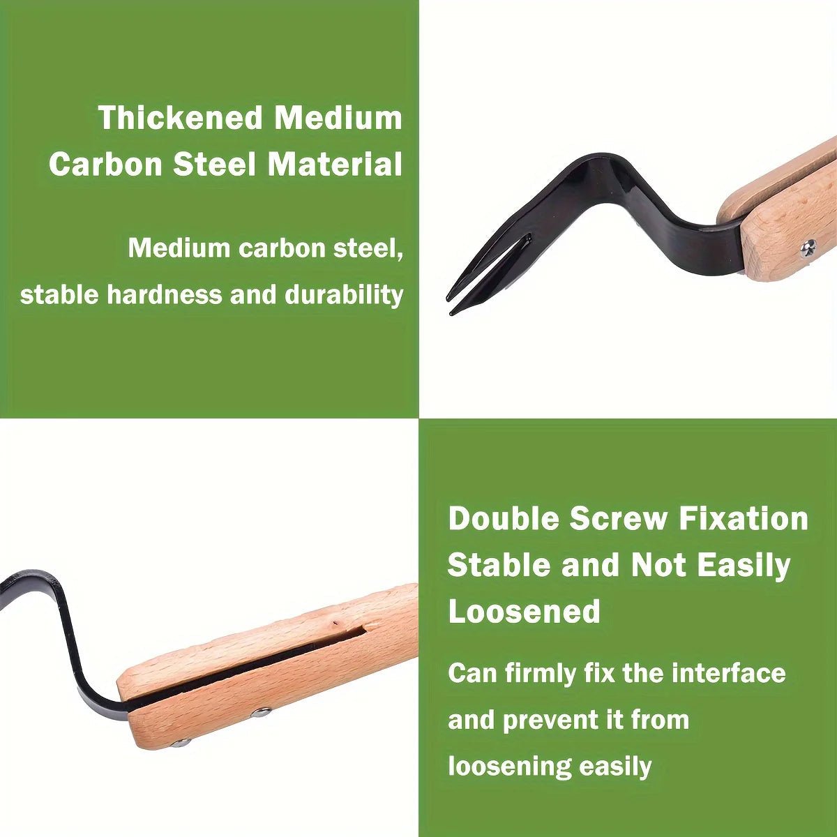 Stainless Steel Weed Puller Tool with Wooden Handle - TRENDVYO