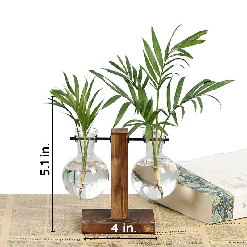 Wooden Frame Hydroponic Plant Vase - TRENDVYO