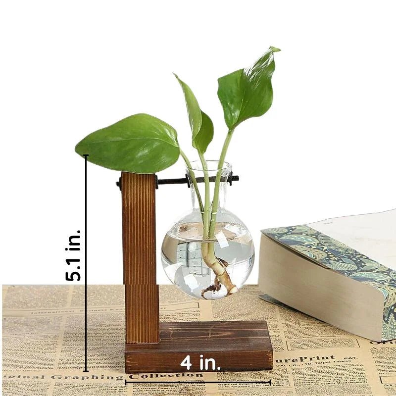 Wooden Frame Hydroponic Plant Vase - TRENDVYO