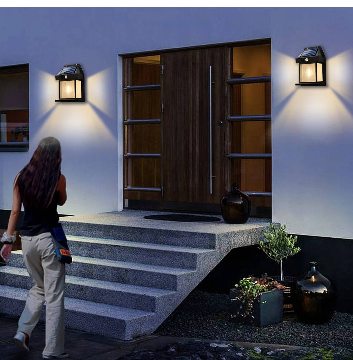 2 Set Solar Wall Lamp Outdoor - TRENDVYO