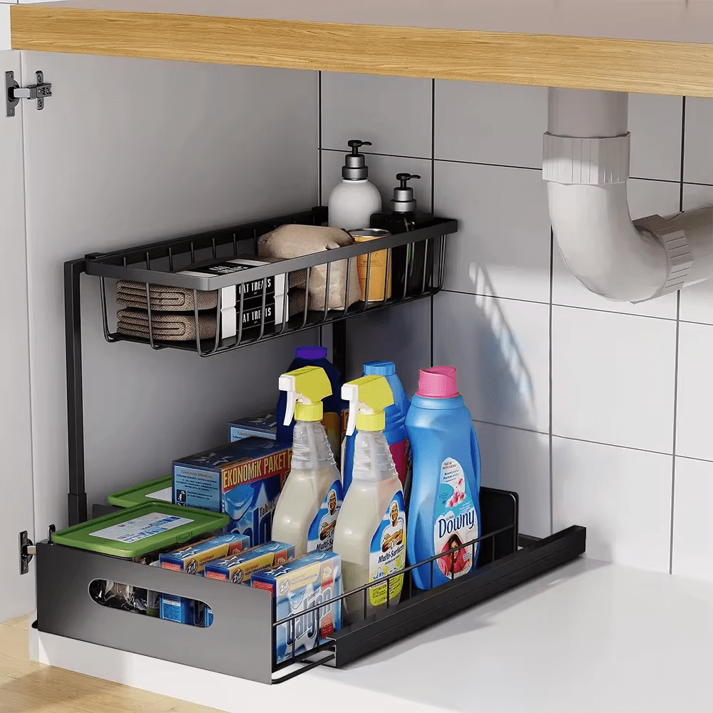 2 Tier Slide Out Under Sink Organizer - TRENDVYO