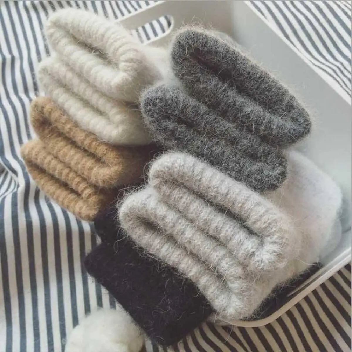 Cashmere Knit Winter Mittens for Women