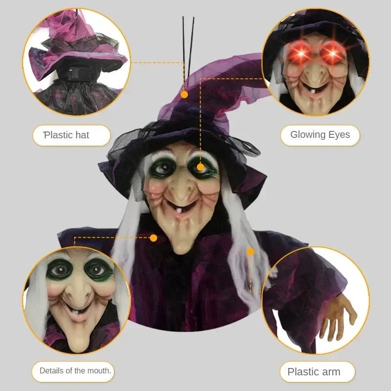 Animated Halloween Witch Decor with Sound and Glowing Eyes - TRENDVYO