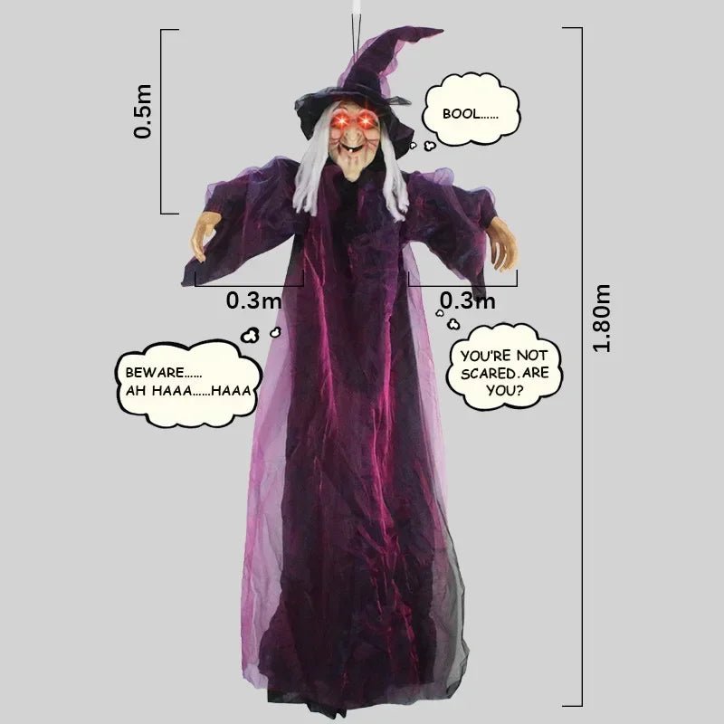Animated Halloween Witch Decor with Sound and Glowing Eyes - TRENDVYO