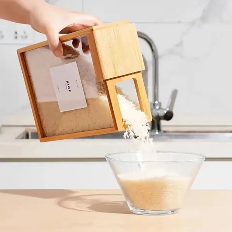 Bamboo Cereal Dispenser and Food Storage Container - TRENDVYO