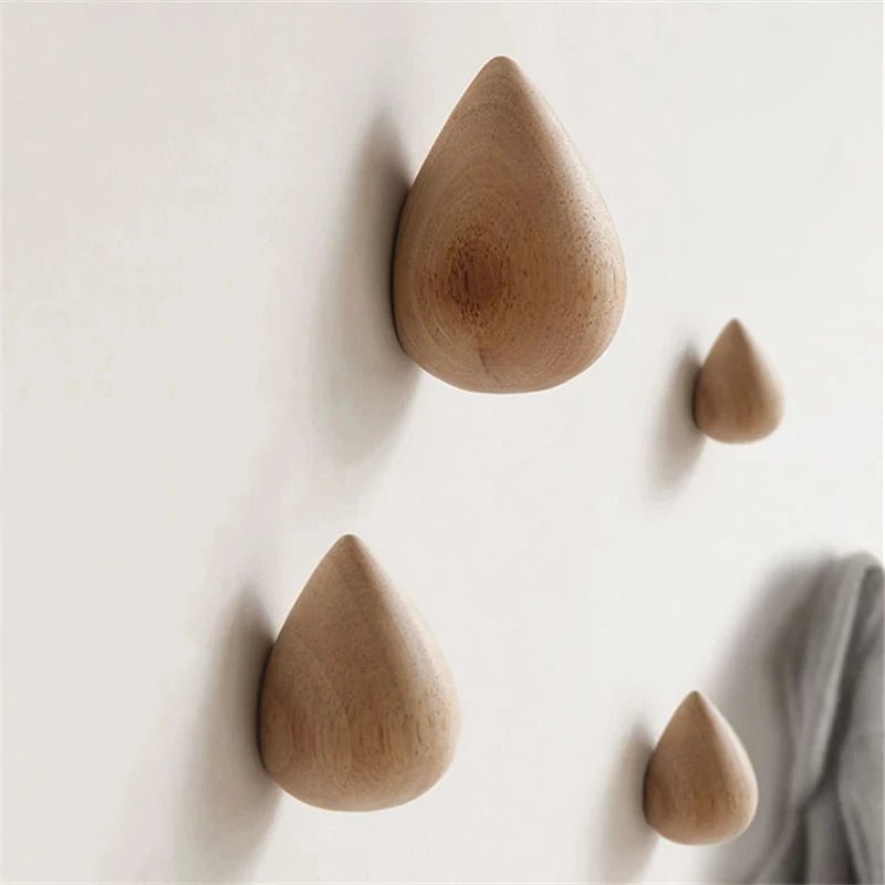 Beech Wood Water Drop Wall Coat Holder - TRENDVYO