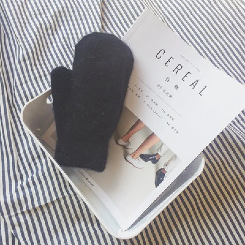 Cashmere Knit Winter Mittens for Women