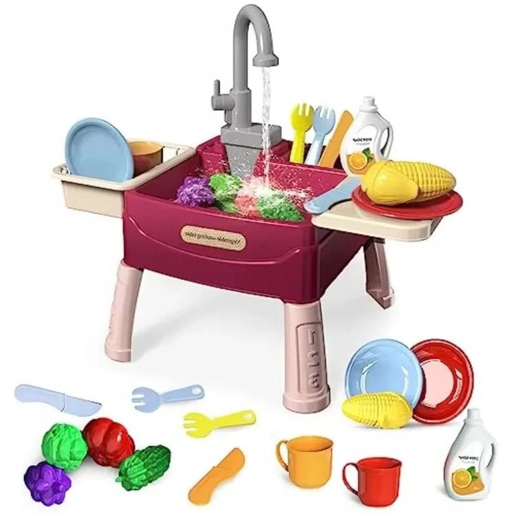 Children’s Play Kitchen with Flowing Water Feature - TRENDVYO