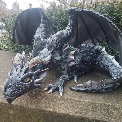 Crouching Dragon Guardian Statue: Gothic Outdoor Decoration - TRENDVYO