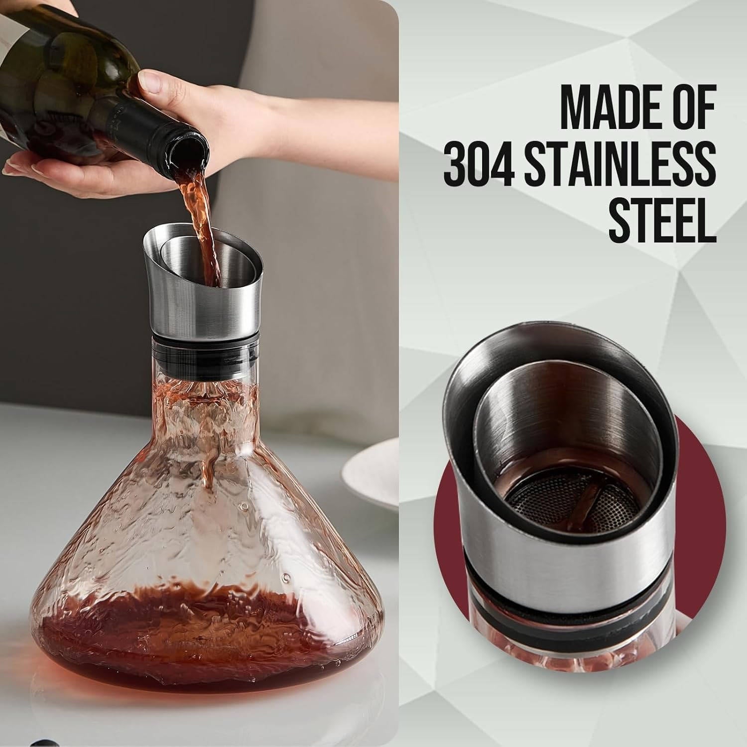 Crystal Glass Wine Decanter Aerator Carafe - TRENDVYO