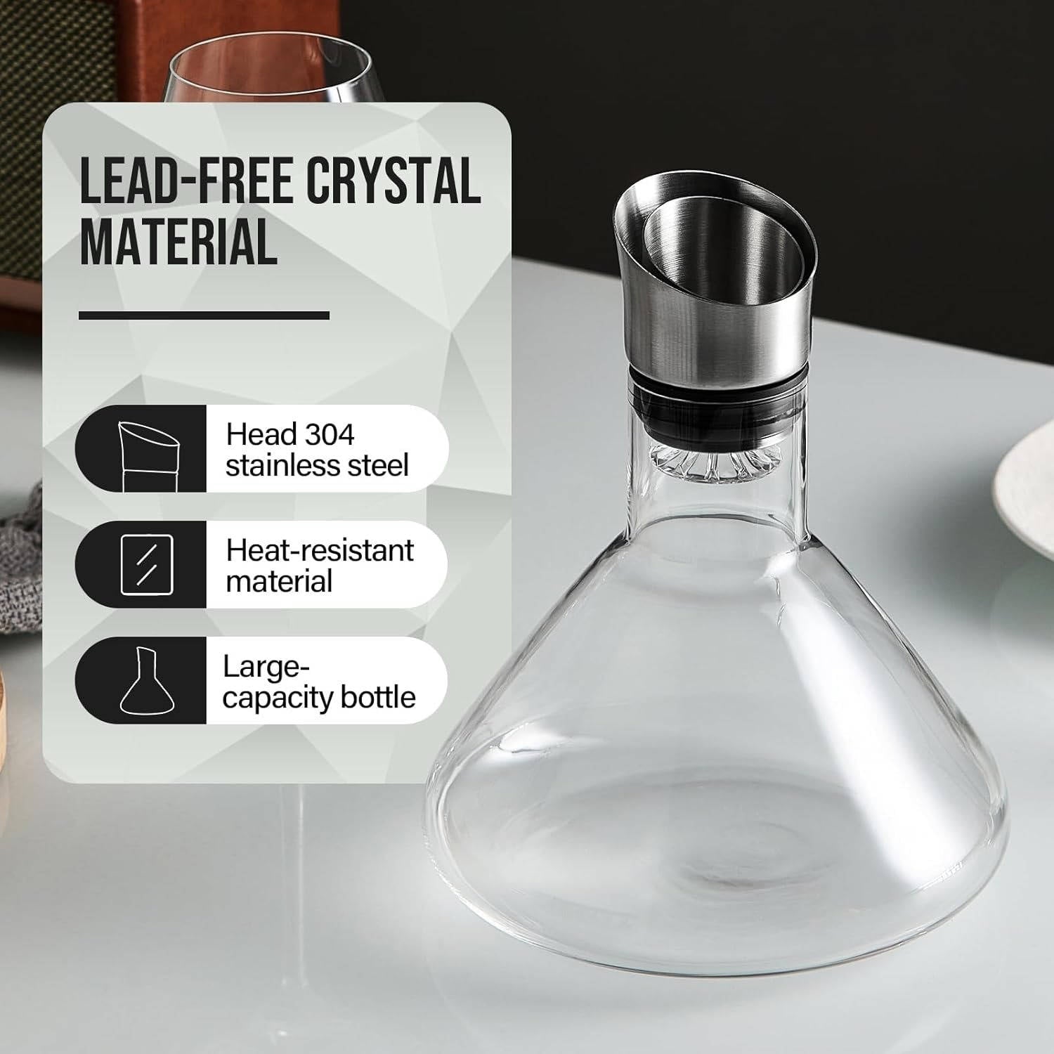 Crystal Glass Wine Decanter Aerator Carafe - TRENDVYO