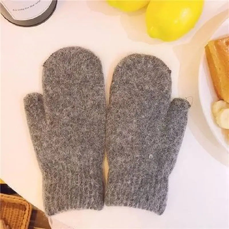 Cashmere Knit Winter Mittens for Women