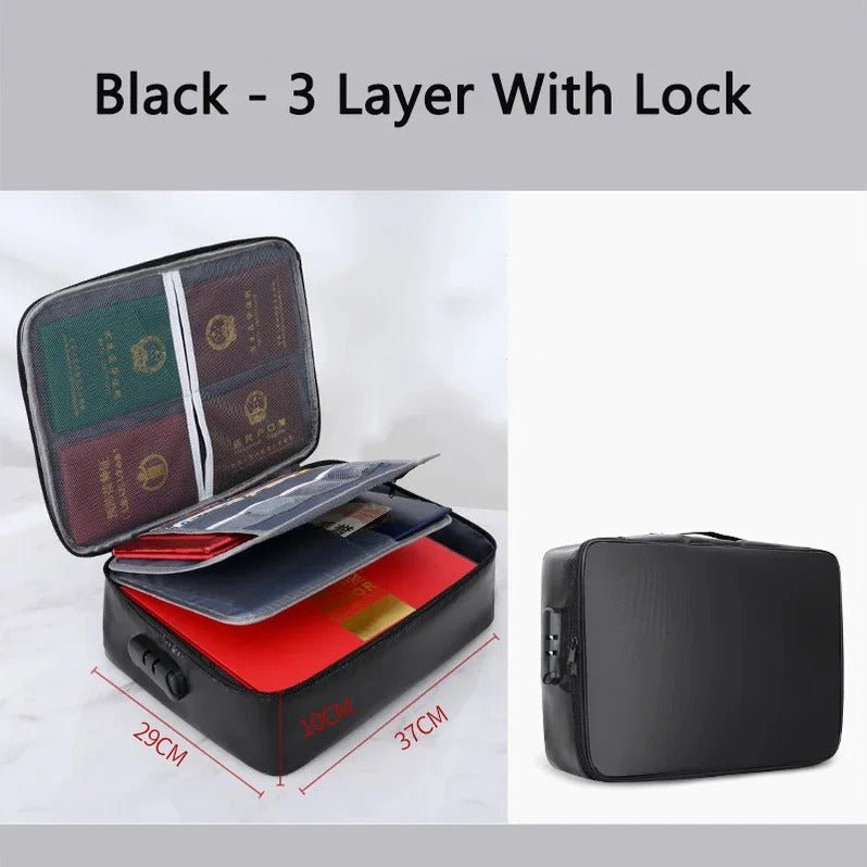 Document Organizer - Multi-Layer Safety Bag with Zipper for Cards, Files, and Travel Storage - TRENDVYO
